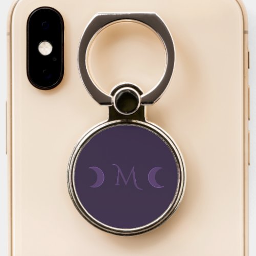Dusty Violet Crescent Moons Monogram Phone Ring Stand