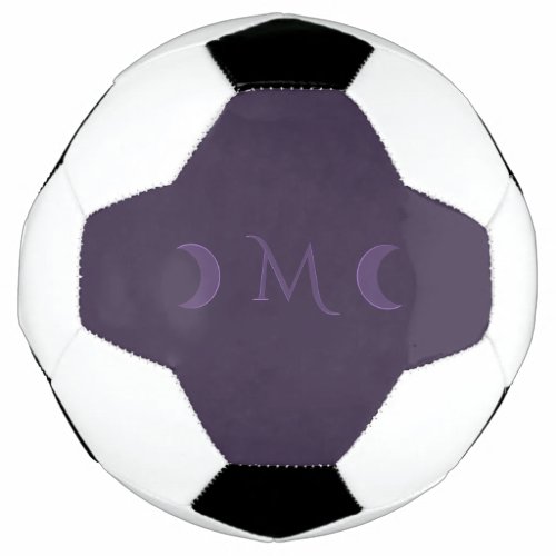 Dusty Violet Crescent Moons Monogram Soccer Ball