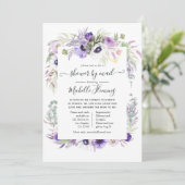 Dusty Violet Floral Baby Shower by Mail Invitation (Standing Front)