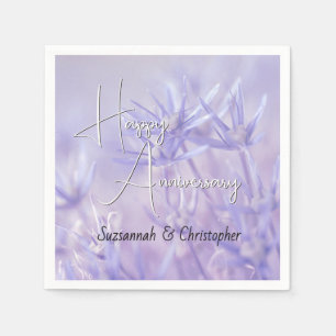 Dusty Violet Floral Background Anniversary Napkins