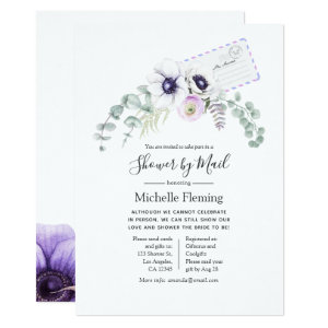 Dusty Violet Floral Bridal or Baby Shower by Mail Invitation