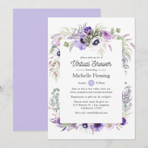 Dusty Violet Floral Virtual Baby or Bridal Shower Invitation