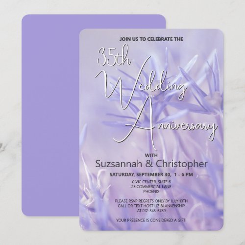 Dusty Violet Floral Wedding Anniversary Party Invitation