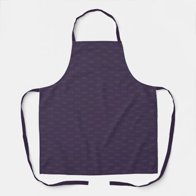 Dusty Violet Monogram Crescent Moon Pattern Apron (Front)