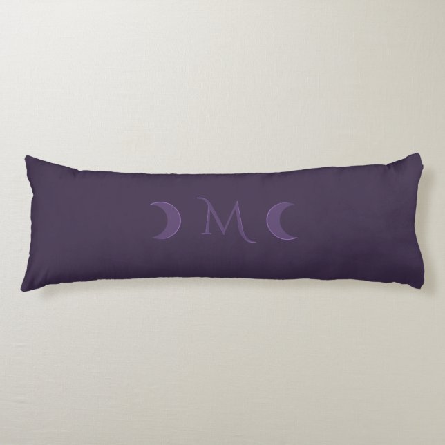 Dusty Violet Monogram Crescent Moon Pattern Back Body Pillow (Front)