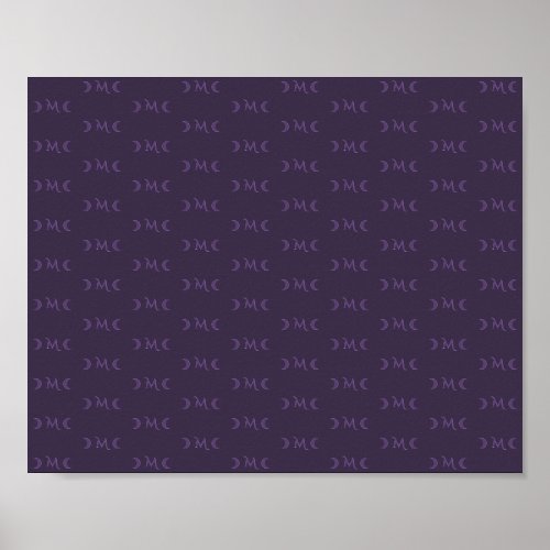 Dusty Violet Monogram Crescent Moon Pattern Poster