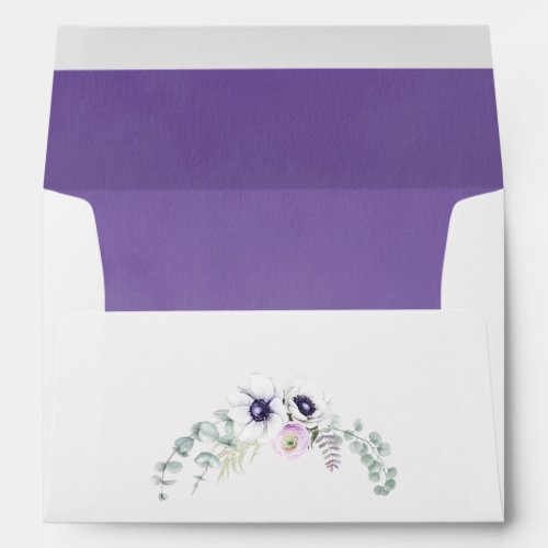 Dusty Violet Watercolor Floral Baby Shower Envelope