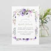 Dusty Violet Watercolor Floral Baby Shower Invite (Standing Front)