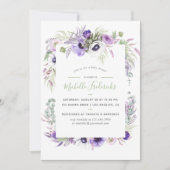 Dusty Violet Watercolor Floral Baby Shower Invite (Front)