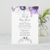 Dusty Violet Watercolor Floral Drive By Shower Invitation (Standing Front)