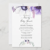 Dusty Violet Watercolor Floral Drive By Shower Invitation (Front)
