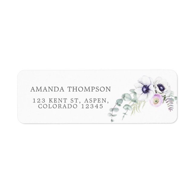 Dusty Violet Watercolor Floral Label (Front)