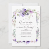 Dusty Violet Watercolor Floral Quinceañera Invitation (Front)
