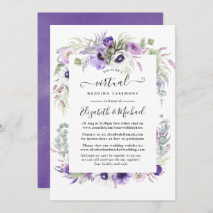 Dusty Violet Watercolor Floral virtual Wedding Invitation