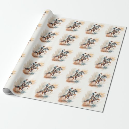 Dusty Western Watercolor Bucking Bronco   Wrapping Paper