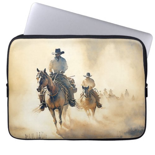 Dusty Western Watercolor Riders in the Dawn   Laptop Sleeve