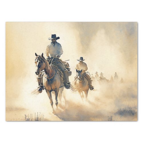 Dusty Western Watercolor Riders in the Dawn  Tissue Paper