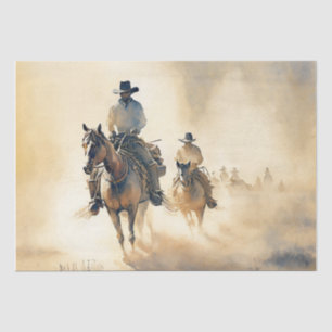 Dusty Western Watercolor ‘Riders in the Dawn’ Tissue Paper