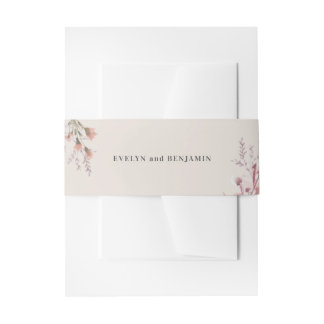 Dusty Wildflower Watercolor Botanical Wedding Invitation Belly Band