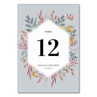 Dusty Wildflower Watercolor Botanical Wedding Tabl Table Number