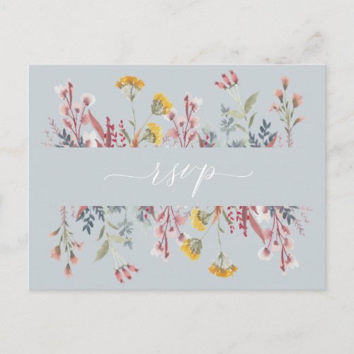 Dusty Wildflower Watercolor Meal Choice RSVP Invit Invitation Postcard