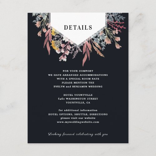 Dusty Wildflower Watercolor Wedding Guest Details  Enclosure Card