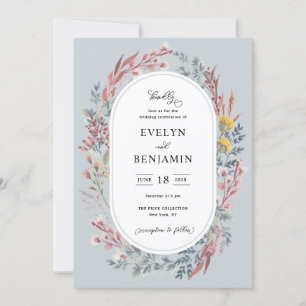 Dusty Wildflower Watercolor Wedding Invitation