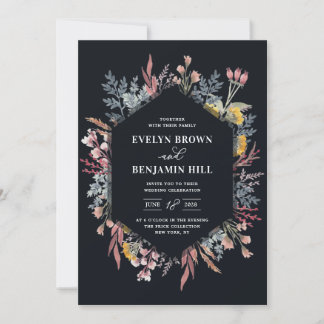 Dusty Wildflower Watercolor Wedding Invitation