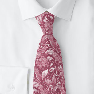Dusty Wine Botanical Batik Neck Tie