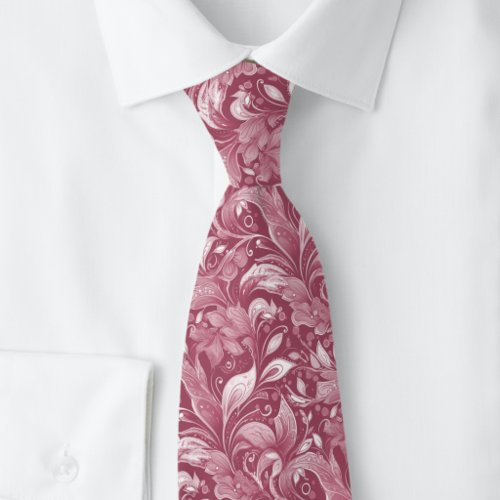 Dusty Wine Botanical Batik Neck Tie