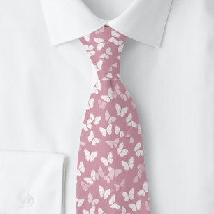 Dusty Wine Butterflies Neck Tie