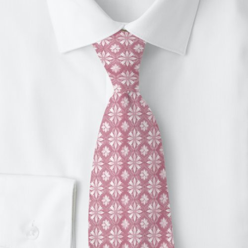 Dusty Wine Geometric Floral Neck Tie