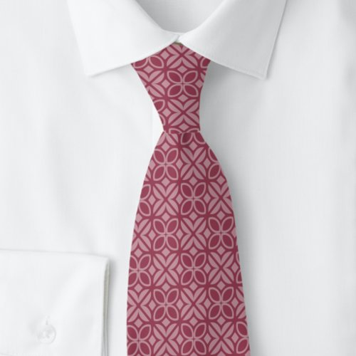 Dusty Wine Leaves & Lines Neck Tie