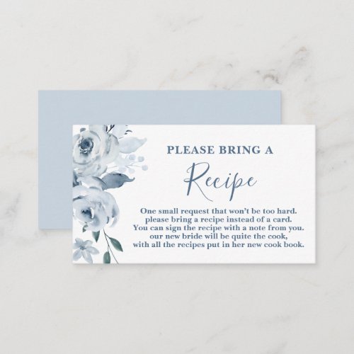DustyBlue Floral Bridal Shower Recipe Card Request