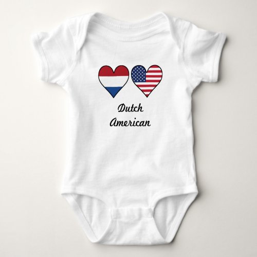 Dutch American Flag Hearts Baby Bodysuit