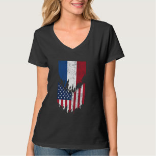 Dutch American Flags Ripped Torn Netherlands T-Shirt