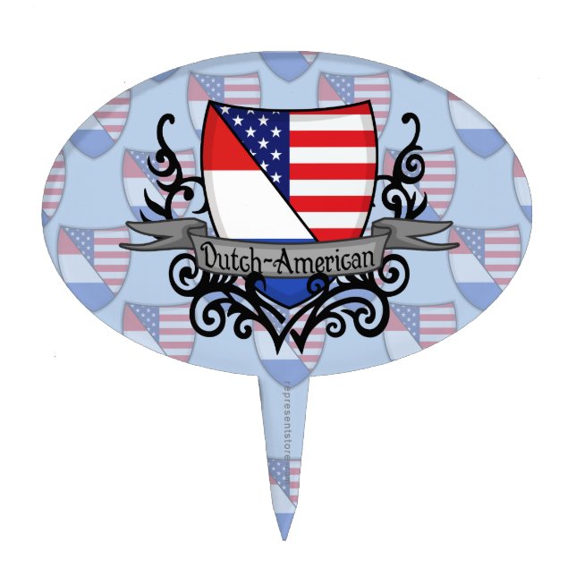Dutch-American Shield Flag Cake Topper (Front)