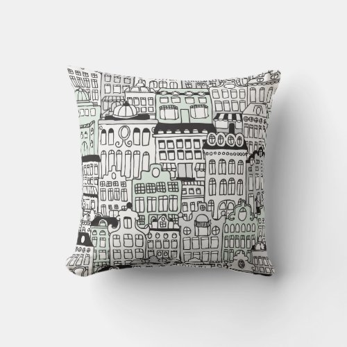 Dutch amsterdam illustration home pattern throw pillow