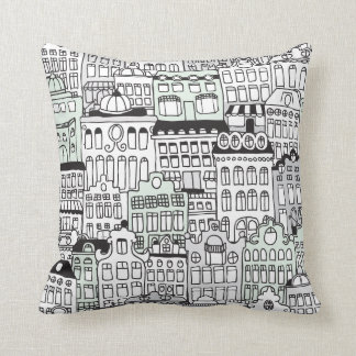 Dutch amsterdam illustration home pattern throw pillow