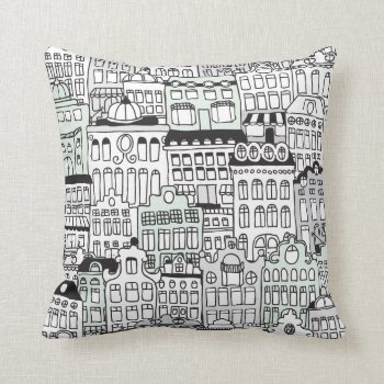 Dutch Amsterdam Illustration Home Pattern Throw Pillow by designalicious at Zazzle
