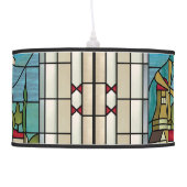 Dutch Art Deco Windmill Stained Glass Lamp (Left)