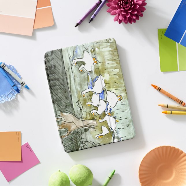 Dutch Art Nouveau Ducks and Geese iPad Pro Cover (Desk)