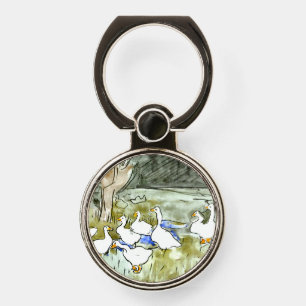Dutch Art Nouveau Ducks and Geese Phone Ring Stand