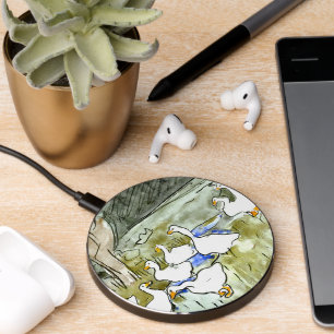 Dutch Art Nouveau Ducks and Geese Wireless Charger