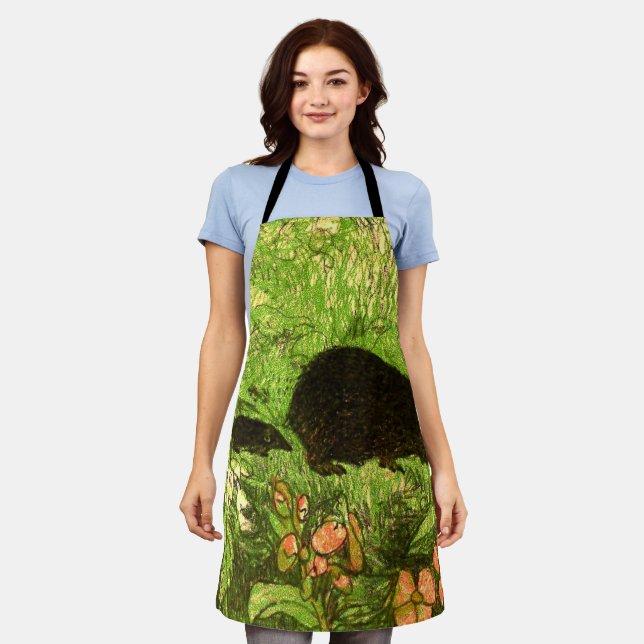 Dutch Art Nouveau Hedgehog and Babies Apron (Worn)