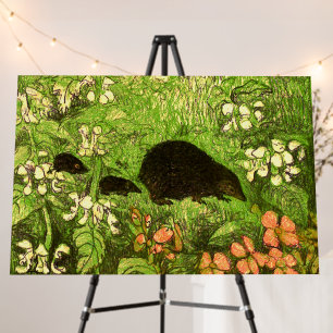 Dutch Art Nouveau Hedgehog and Babies Foam Board