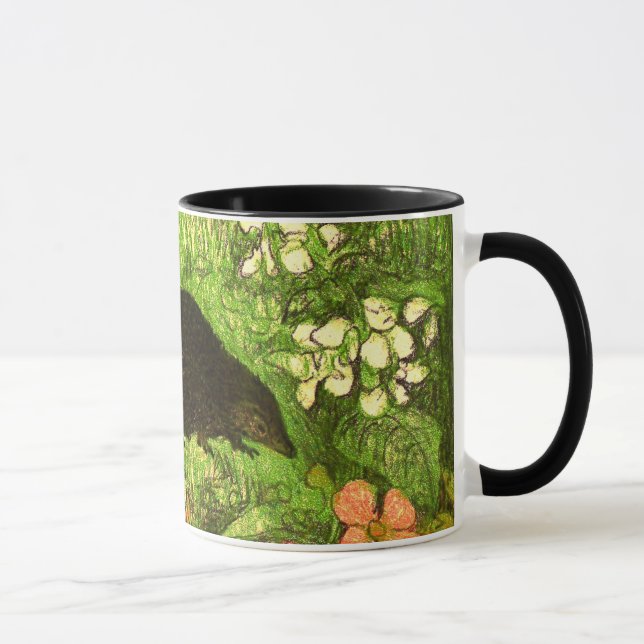 Dutch Art Nouveau Hedgehog and Babies Mug (Right)