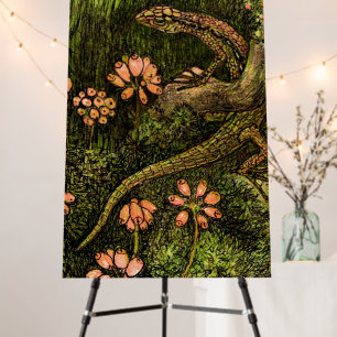 Dutch Art Nouveau Lizard and Wildflowers Foam Board