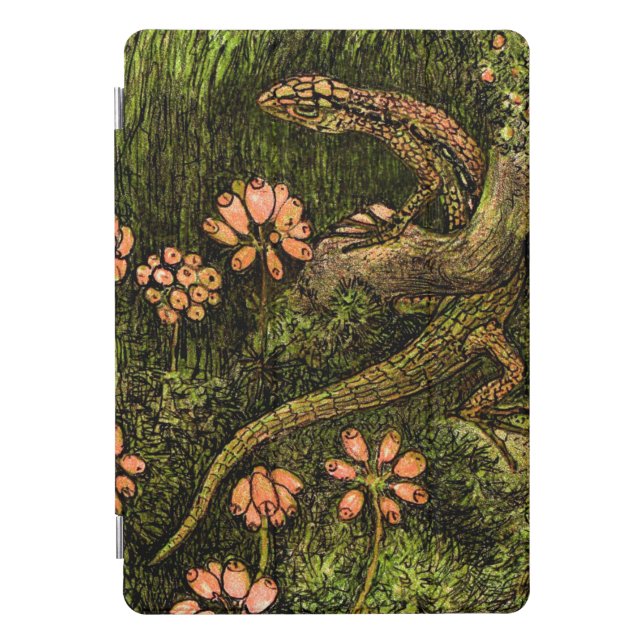 Dutch Art Nouveau Lizard and Wildflowers iPad Pro Cover (Front)