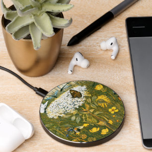 Dutch Art Nouveau Meadow Wildflowers, Butterflies Wireless Charger